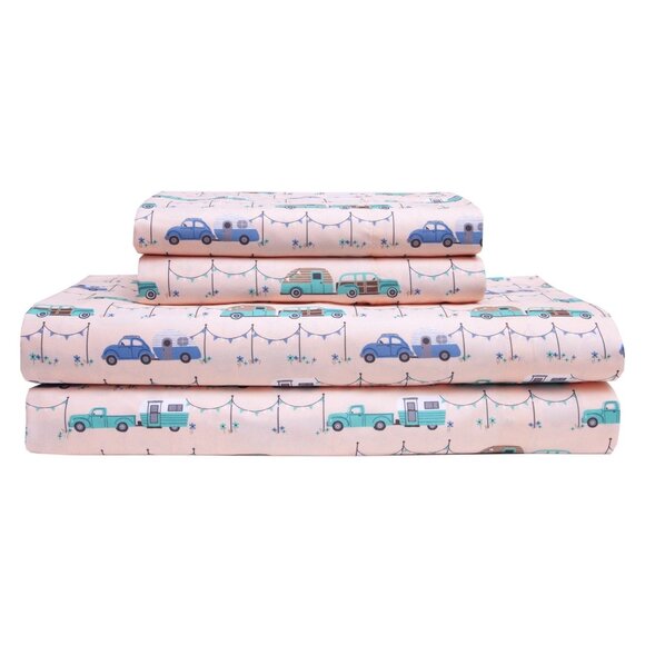 Whimsical Collection Microfiber Twin 3-Piece Sheet Set With Camper & Car Design - Picture 1 of 5